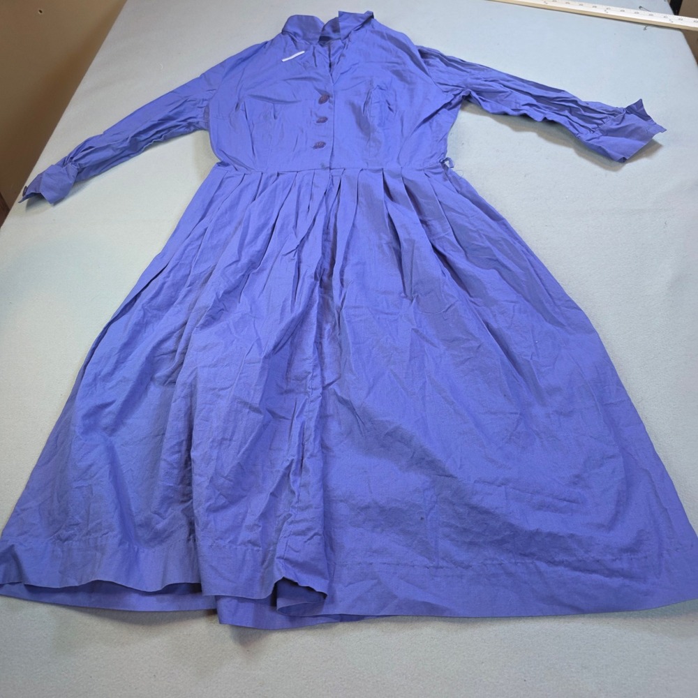Vintage 1950s Purple Cotton Day Dress Distressed Fit & Flare Pleated Mid Century